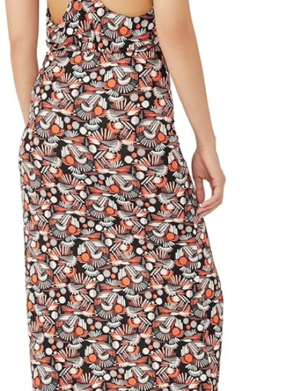 Free People Black, Orange & White Patterned Maxi Skirt